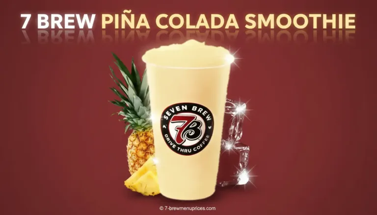 7 Brew Pina Colada Smoothie served in a clear cup with pineapple and coconut flavor