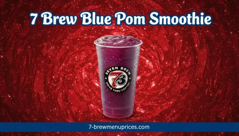 7 Brew Blue Pom Smoothie in a 7 Brew cup – blue raspberry, pomegranate and lavender blend over ice