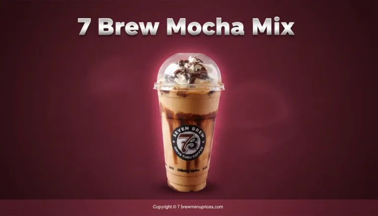 7 Brew Mocha Mix – rich chocolate espresso drink served over ice at a 7 Brew drive-thru