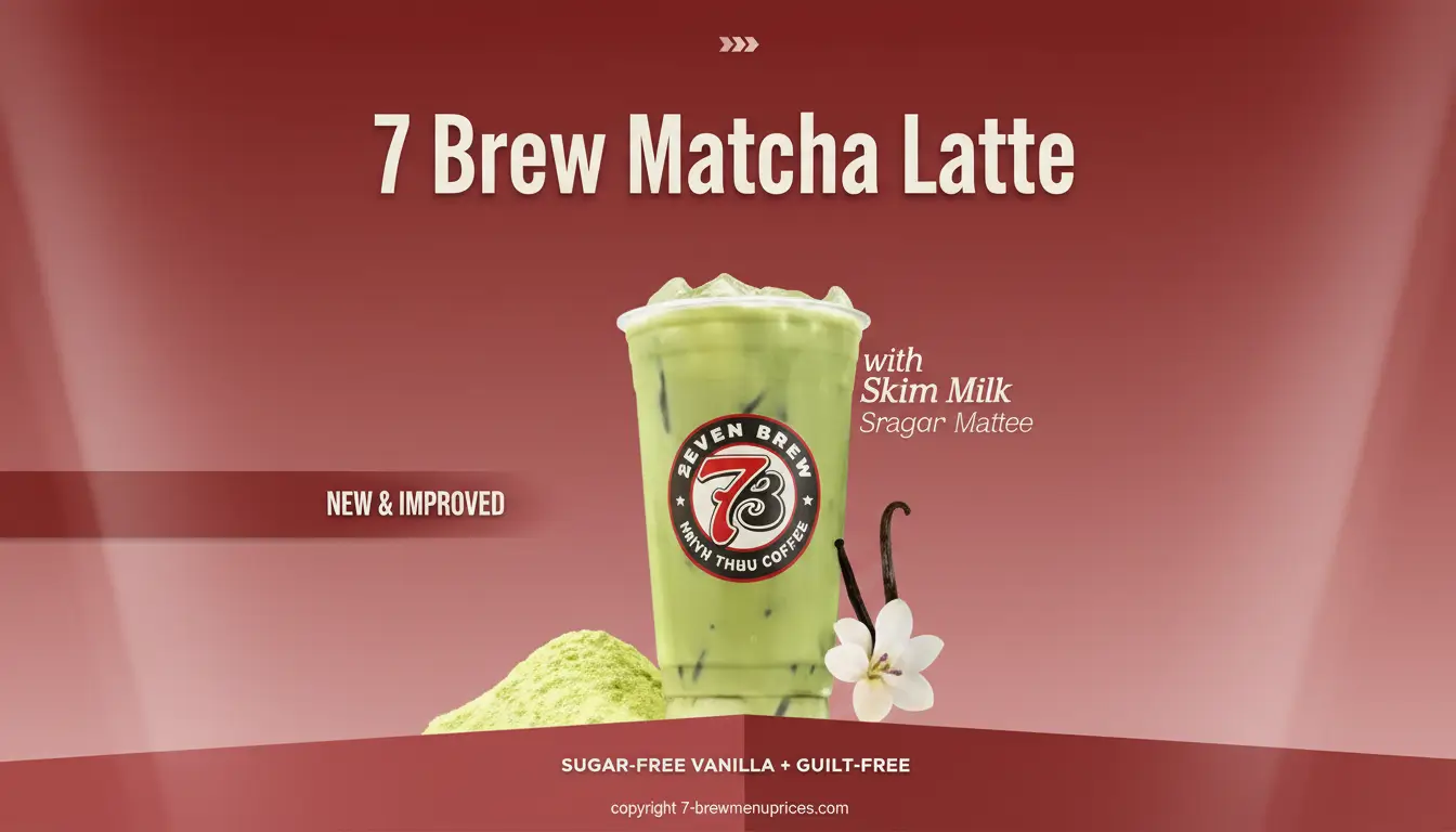 7 Brew Matcha Latte hot and iced in a 7 Brew cup – premium Japanese matcha powder with steamed oat milk and light sweetener