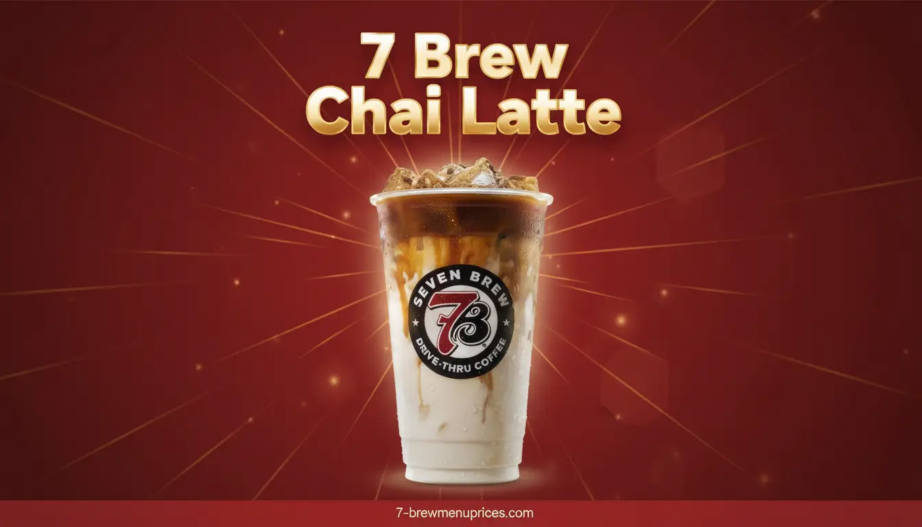 7 Brew Chai Latte served hot and iced in a 7 Brew cup – spiced black tea with cinnamon, cardamom and steamed milk