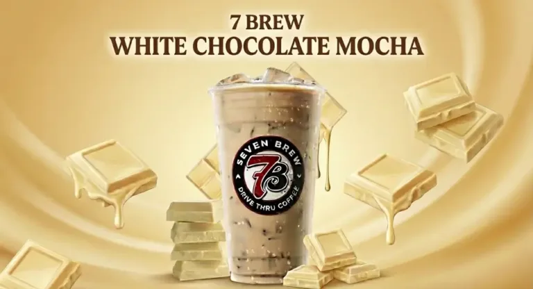 7 Brew White Chocolate Mocha hot and iced – espresso with white and milk chocolate syrups, steamed milk and whipped cream