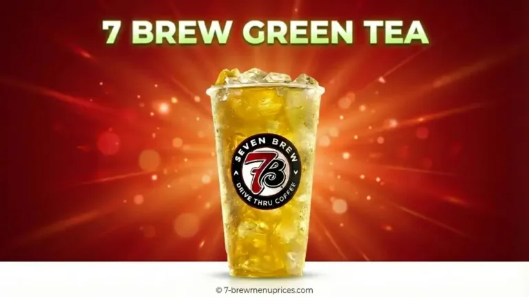 7 Brew Green Tea served hot and iced in a 7 Brew cup – light antioxidant-rich green tea with peach, mango and lavender syrup options